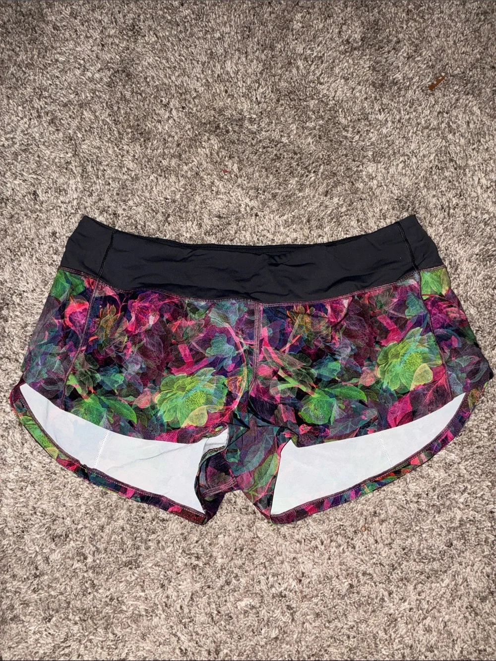 lululemon athletica Multicolor Floral Athletic Shorts with Black Waistband